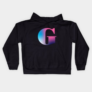 Capital Letter G Monogram Gradient Pink Blue White Kids Hoodie